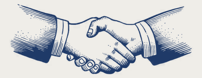 Engraving of a handshake